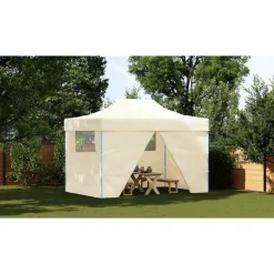 Tuin & Gazon*vidaXL Vouwtent pop-up met 4 zijwanden 3x4,5 m crèmewit Crème