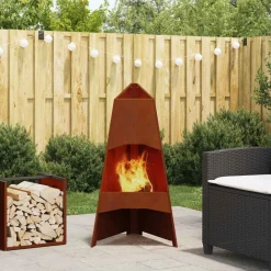 Haarden*vidaXL Vuurkorf Bruin 50 x 50 x 95 cm Cortenstaal Weerbestendig staal/bruin