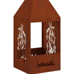 Haarden*vidaXL Vuurkorf Bruin 50 x 50 x 100 cm Weerbestendig staal Weerbestendig staal/bruin