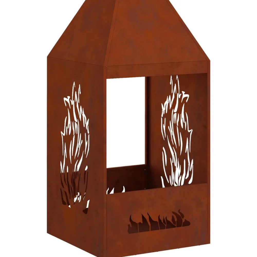Haarden*vidaXL Vuurkorf Bruin 50 x 50 x 100 cm Weerbestendig staal Weerbestendig staal/bruin