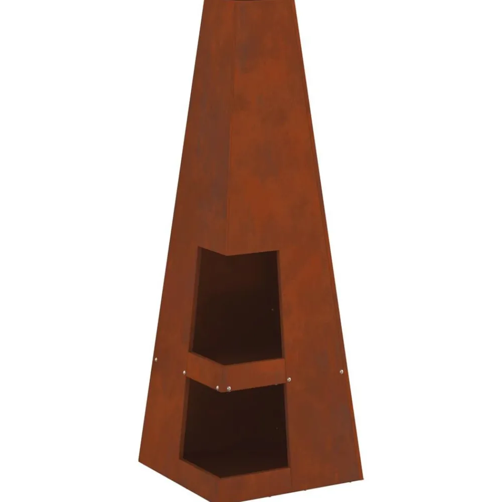 Haarden*vidaXL Vuurkorf Bruin 35 x 35 x 100 cm Weerbestendig staal Weerbestendig staal/bruin