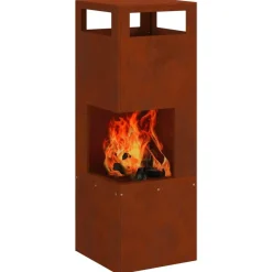 Haarden*vidaXL Vuurkorf Bruin 35 x 35 x 100 cm Cortenstaal Weerbestendig staal/bruin