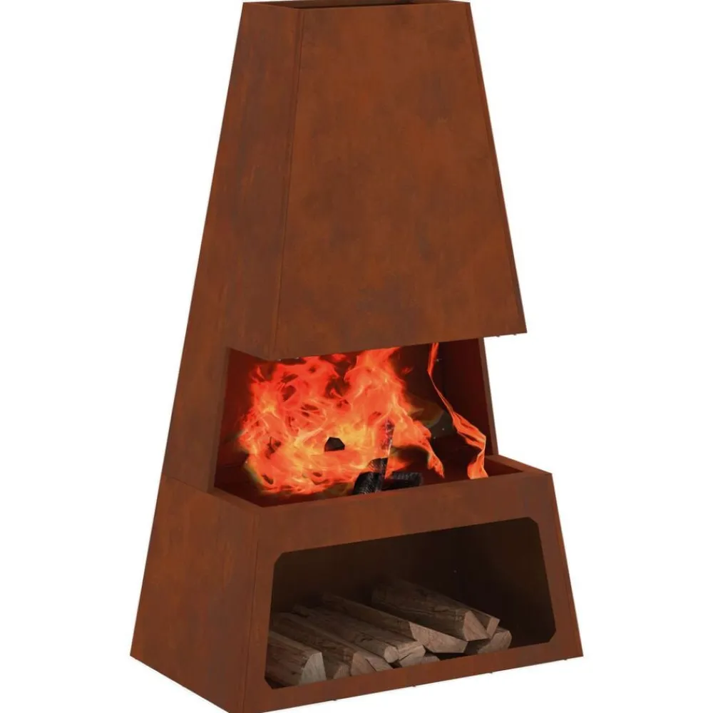 Vuurkorf Bruin 60 x 35 x 100 cm Cortenstaal>vidaXL Hot