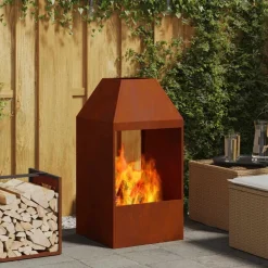 Haarden*vidaXL Vuurkorf Bruin 50 x 50 x 100 cm Cortenstaal Weerbestendig staal/bruin