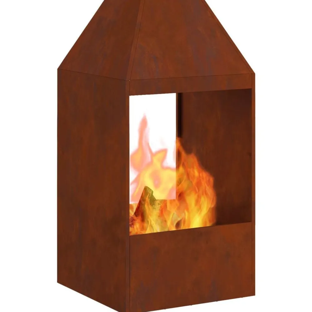 Haarden*vidaXL Vuurkorf Bruin 50 x 50 x 100 cm Cortenstaal Weerbestendig staal/bruin