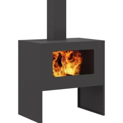 Haarden*vidaXL Vuurkorf Zwart 60 x 40 x 96 cm Staal Koudgewalst staal/zwart