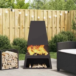Haarden*vidaXL Vuurkorf Zwart 60 x 35 x 100 cm Staal Koudgewalst staal/zwart