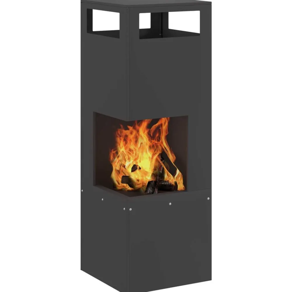 Vuurkorf Zwart 35 x 35 x 100 cm Staal>vidaXL Discount