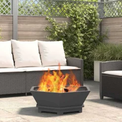 Haarden*vidaXL Vuurkorf Zwart 75 x 75 x 28 cm Staal Koudgewalst staal/zwart