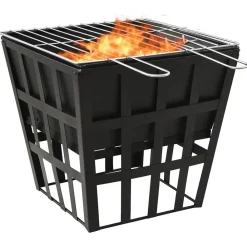 Haarden*vidaXL Vuurplaats en barbecue 2-in-1 34x34x48 cm staal