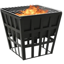 Haarden*vidaXL Vuurplaats en barbecue 2-in-1 34x34x48 cm staal