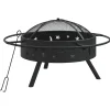 Haarden*vidaXL Vuurplaats met pook XXL 70 cm staal
