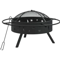 Haarden*vidaXL Vuurplaats met pook XXL 70 cm staal