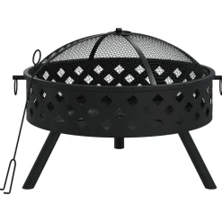 Haarden*vidaXL Vuurplaats met pook XXL 58 cm staal