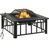 Haarden*vidaXL Vuurplaats met pook XXL 79x79x46,5 staal