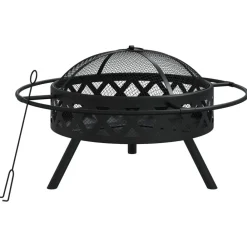 Haarden*vidaXL Vuurplaats met pook XXL 70 cm staal