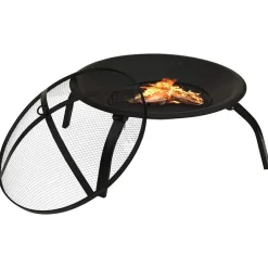 Haarden*vidaXL Vuurschaal en barbecue 2-in-1 met pook 56x56x49 cm staal Zwart