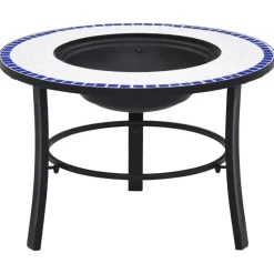 Haarden*vidaXL Vuurschaal mozaïek 68 cm keramiek Blauw en wit