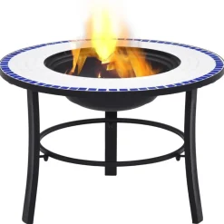 Haarden*vidaXL Vuurschaal mozaïek 68 cm keramiek Blauw en wit