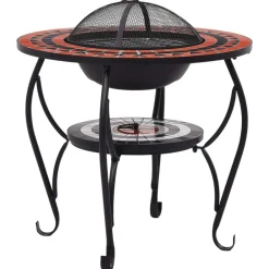 Vuurtafel mozaïek 68 cm keramiek terracottakleurig en wit>vidaXL Online