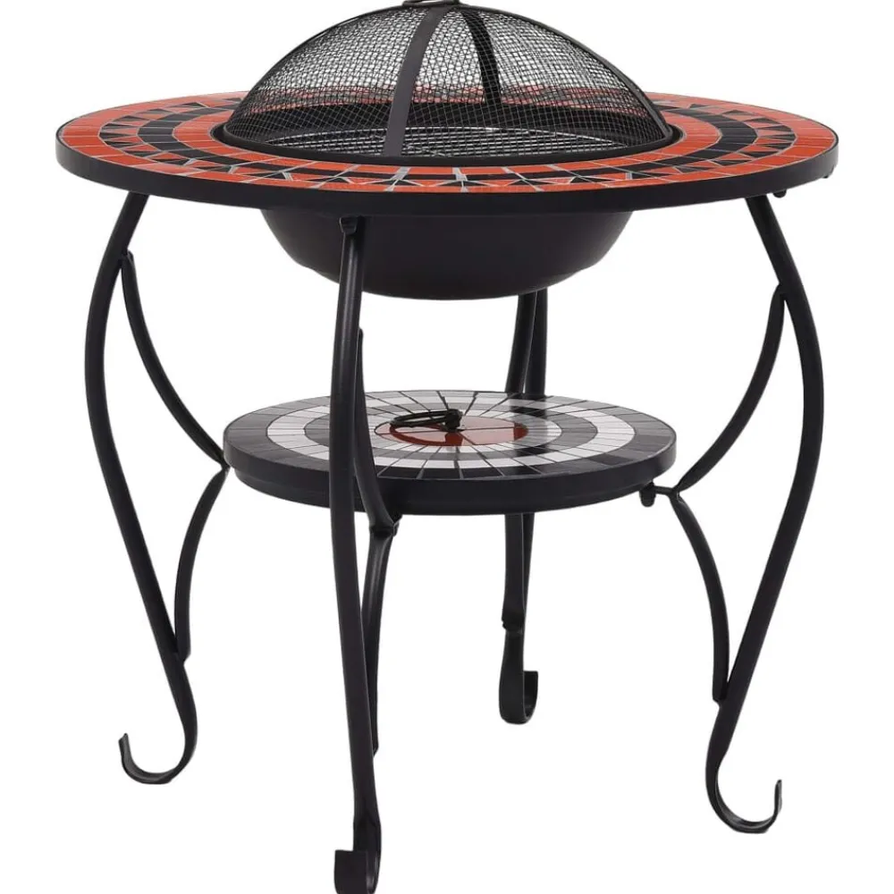 Vuurtafel mozaïek 68 cm keramiek terracottakleurig en wit>vidaXL Online