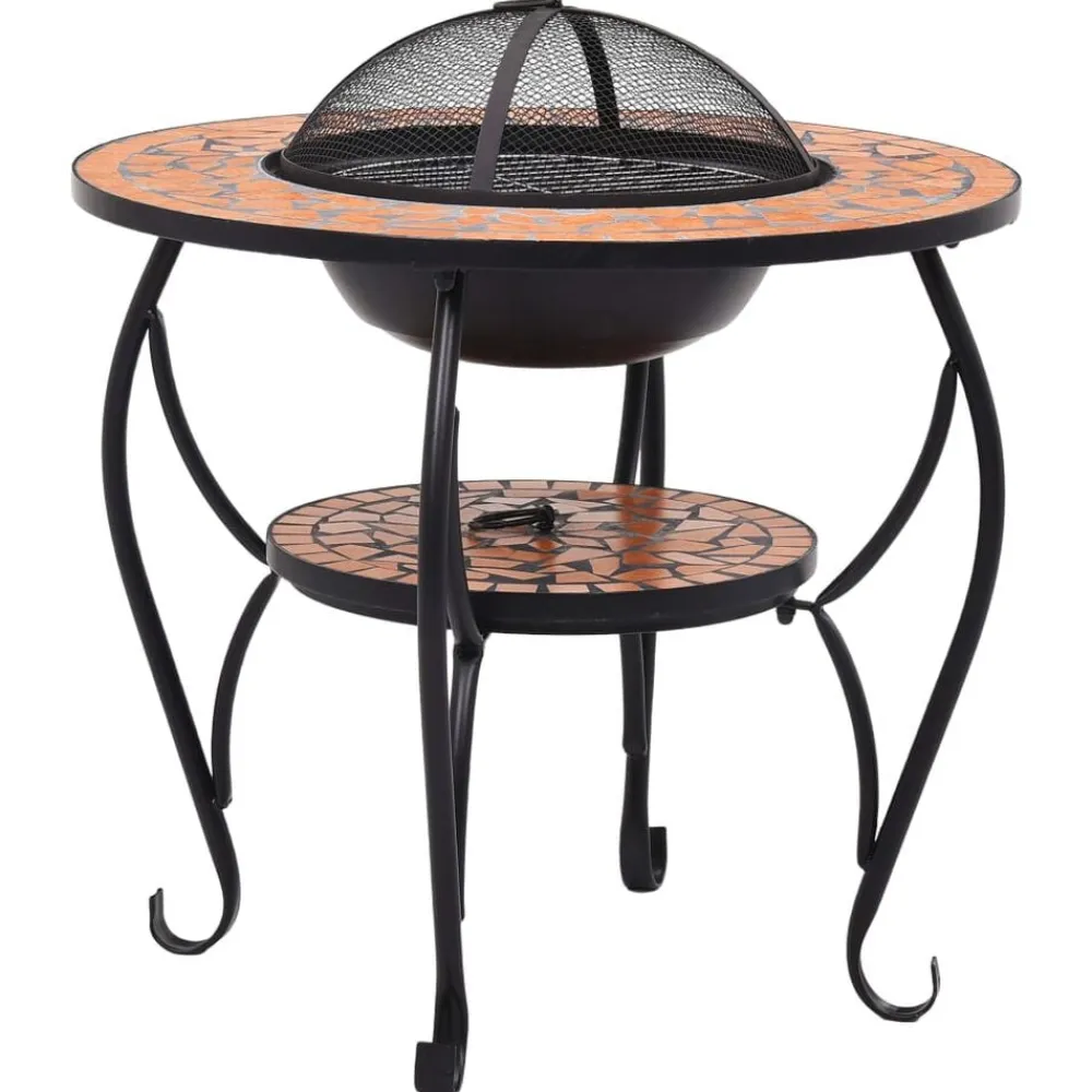 Haarden*vidaXL Vuurtafel mozaïek 68 cm keramiek kleurig Terracotta