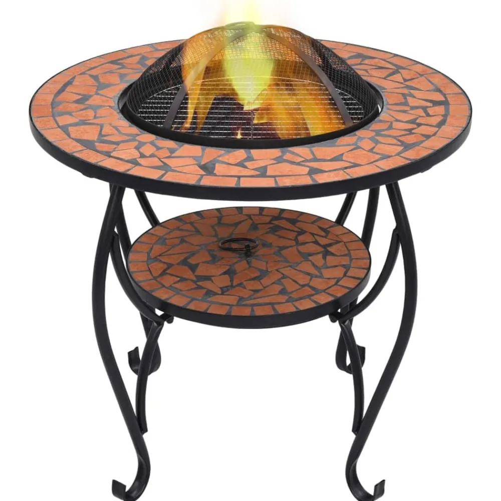 Haarden*vidaXL Vuurtafel mozaïek 68 cm keramiek kleurig Terracotta