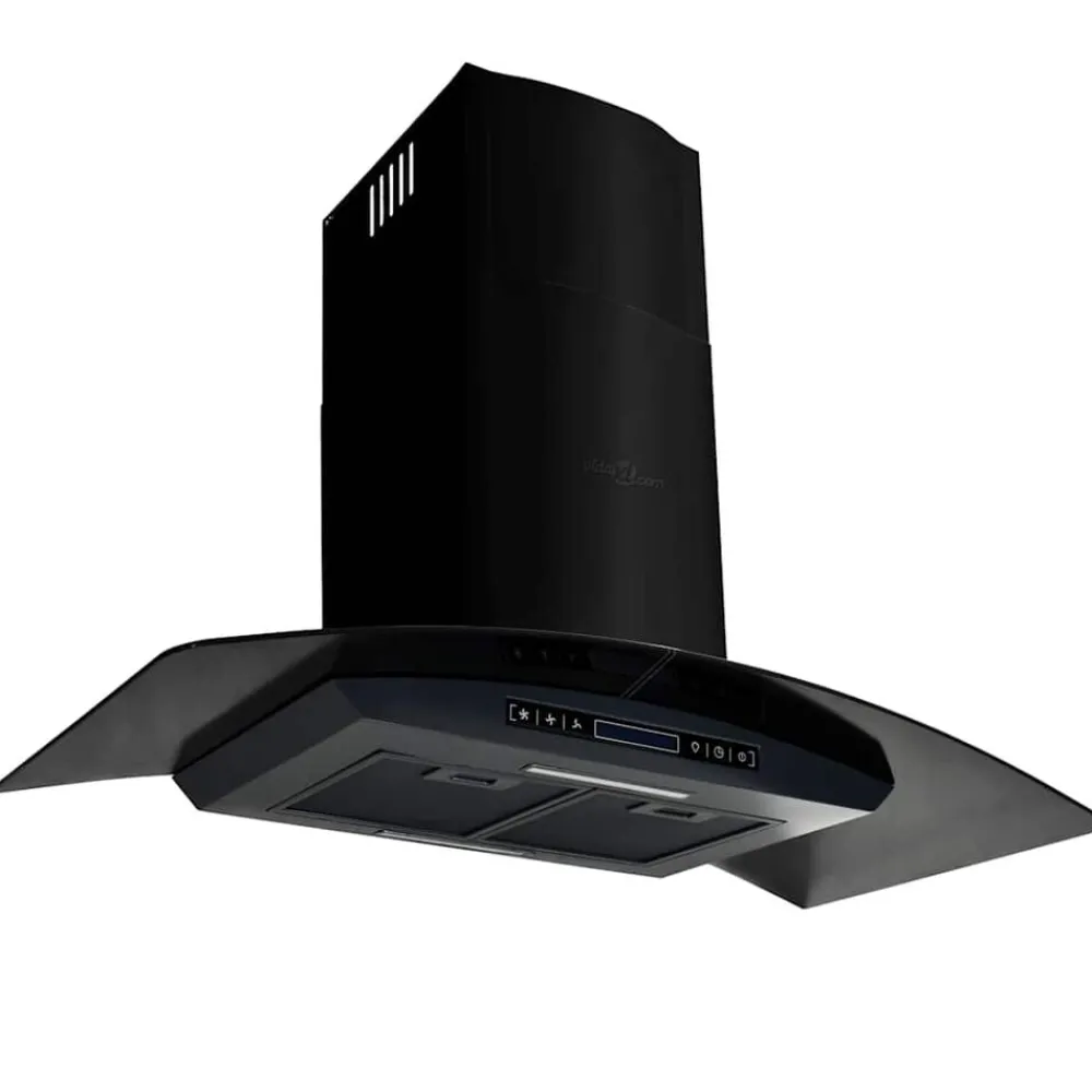 Keuken & Eetkamer*vidaXL Wandafzuigkap 756 m³/u 90 cm roestvrij staal zwart