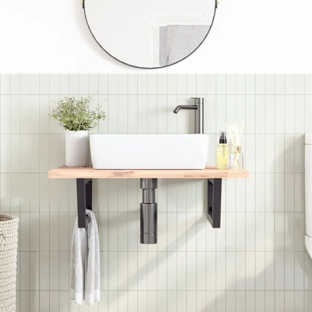 Wandbeugels voor wasbak 2 st trapezium staal zwart>vidaXL Outlet