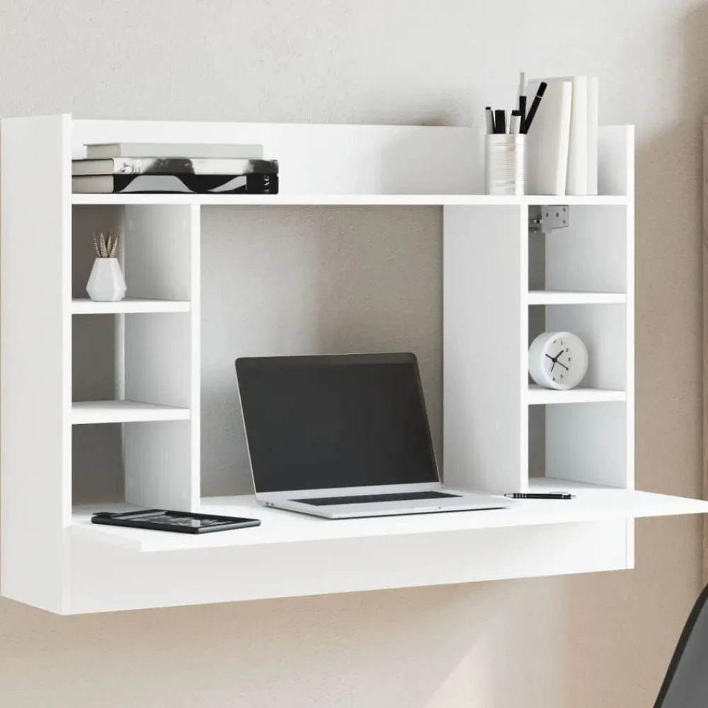 Kantoormeubelen*vidaXL Wandbureau 105x48x75 cm bewerkt hout Wit
