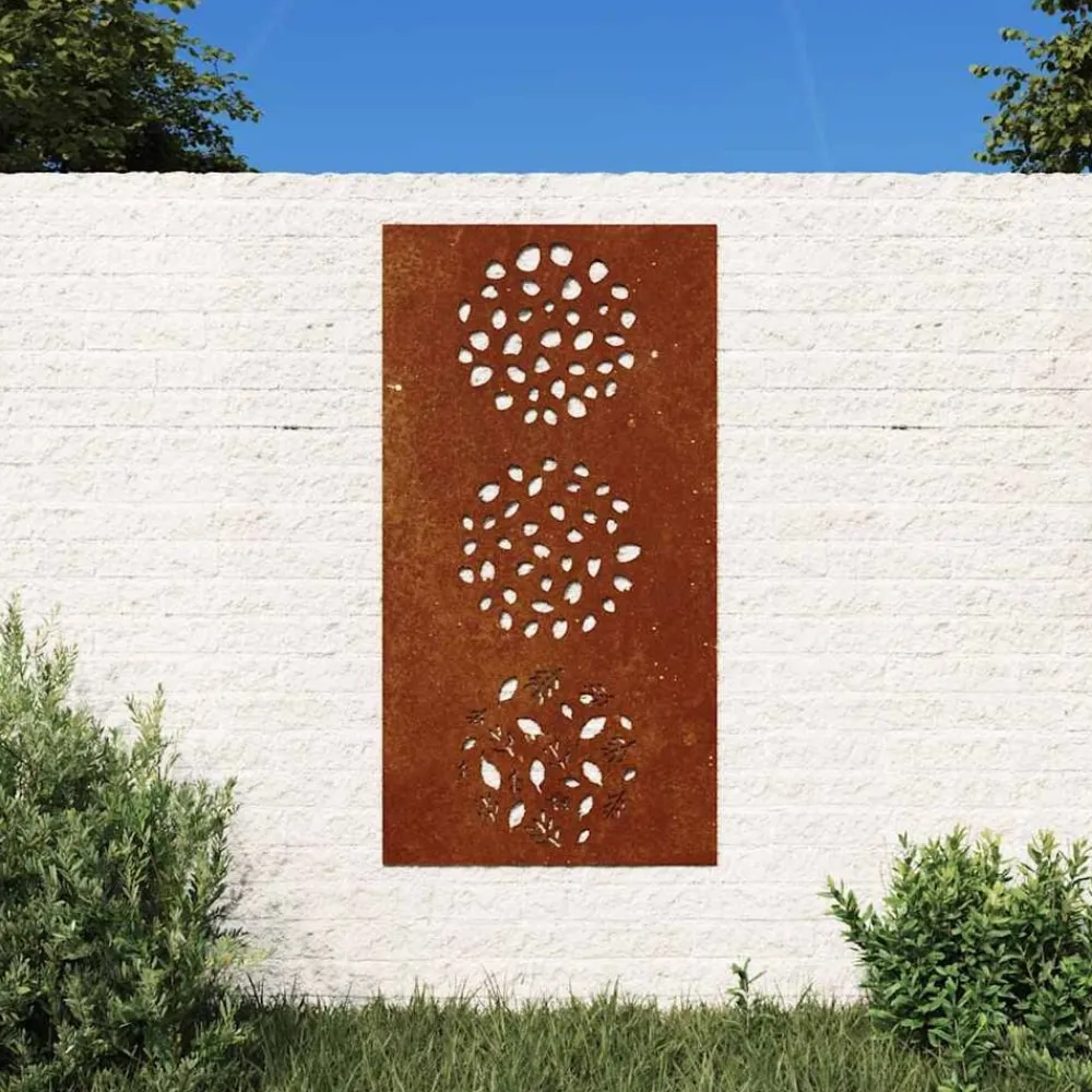 Woon- & Tuinaccessoires*vidaXL Wanddecoratie tuin bladontwerp 105x55 cm cortenstaal