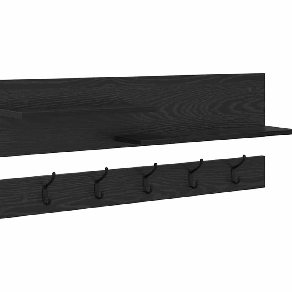 Boekenkasten & Wandplanken*vidaXL Wandgemonteerde kapstok met plank 90 x 15 x 36 cm Zwart eiken