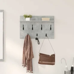 Boekenkasten & Wandplanken*vidaXL Wandgemonteerde kapstok met plank Beton Grijs 60 x 40 x 12 cm Betongrijs