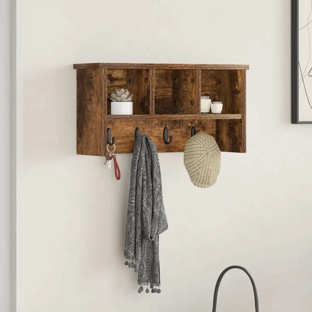 Wandgemonteerde kapstok met plank 50 x 16 x 26 cm>vidaXL