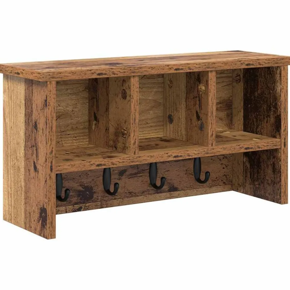 Wandgemonteerde kapstok Oudhout 50 x 16 x 26 cm Bewerkt hout>vidaXL Hot