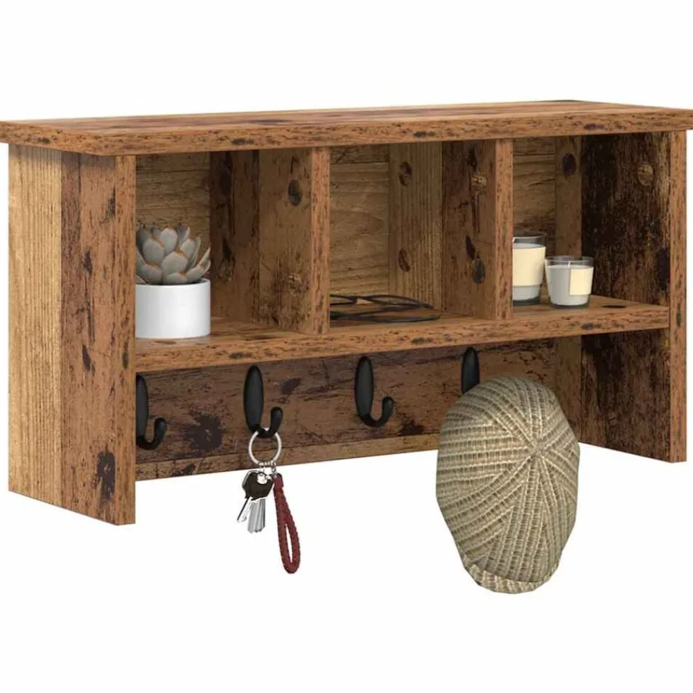 Wandgemonteerde kapstok Oudhout 50 x 16 x 26 cm Bewerkt hout>vidaXL Hot