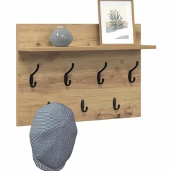 Wandgemonteerde kapstok met plank Artisan Eiken 60 x 40 x 12 cm><noscript><img width=