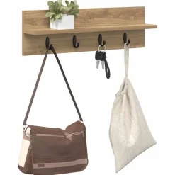Boekenkasten & Wandplanken*vidaXL Wandgemonteerde kapstok Artisan Eiken 60 x 10,5 x 18 cm artisanaal eikenkleurig
