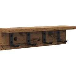 Wandgemonteerde kapstok met opslag Oudhout 40 x 10,5 x 10,5 cm>vidaXL