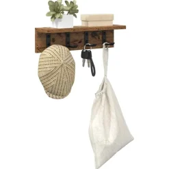 Wandgemonteerde kapstok met opslag Oudhout 40 x 10,5 x 10,5 cm><noscript><img width=