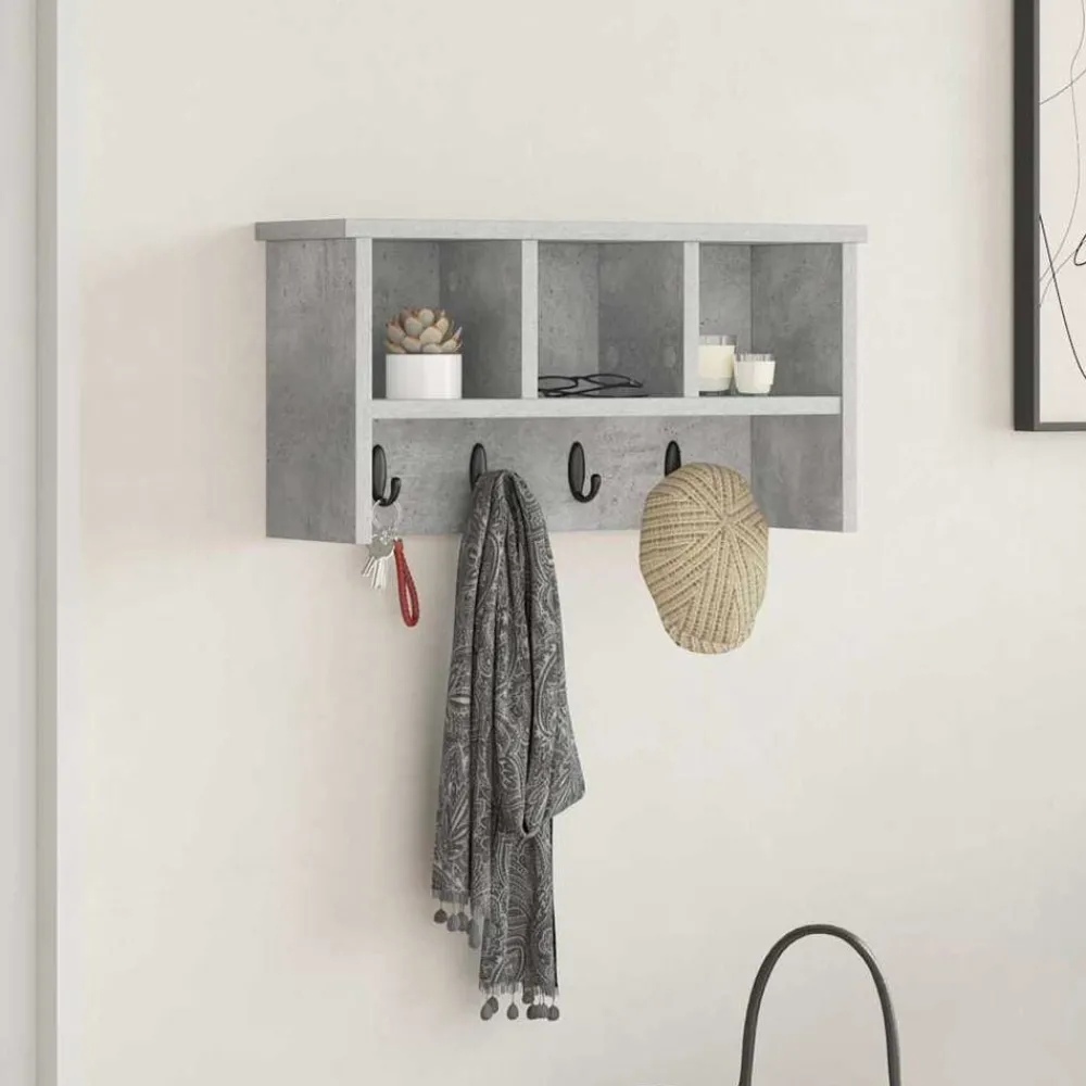 Wandgemonteerde kapstok met plank Beton Grijs 50 x 16 x 26 cm>vidaXL Sale
