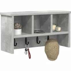 Wandgemonteerde kapstok met plank Beton Grijs 50 x 16 x 26 cm><noscript><img width=