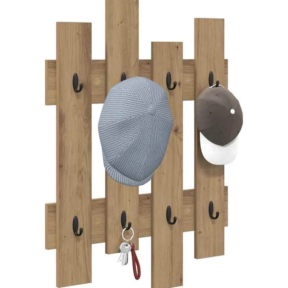 Boekenkasten & Wandplanken*vidaXL Wandgemonteerde kapstok met opslag Artisan Eiken 60 x 3 x 82 cm artisanaal eikenkleurig