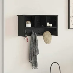Boekenkasten & Wandplanken*vidaXL Wandgemonteerde kapstok met plank 50 x 16 x 26 cm Zwart eiken
