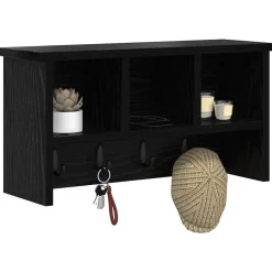 Boekenkasten & Wandplanken*vidaXL Wandgemonteerde kapstok met plank 50 x 16 x 26 cm Zwart eiken