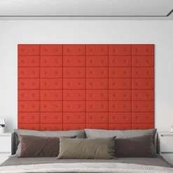 Bouwmaterialen*vidaXL Wandhoofdbord 12 pcs 30 x 15 cm Nep Leer Rood