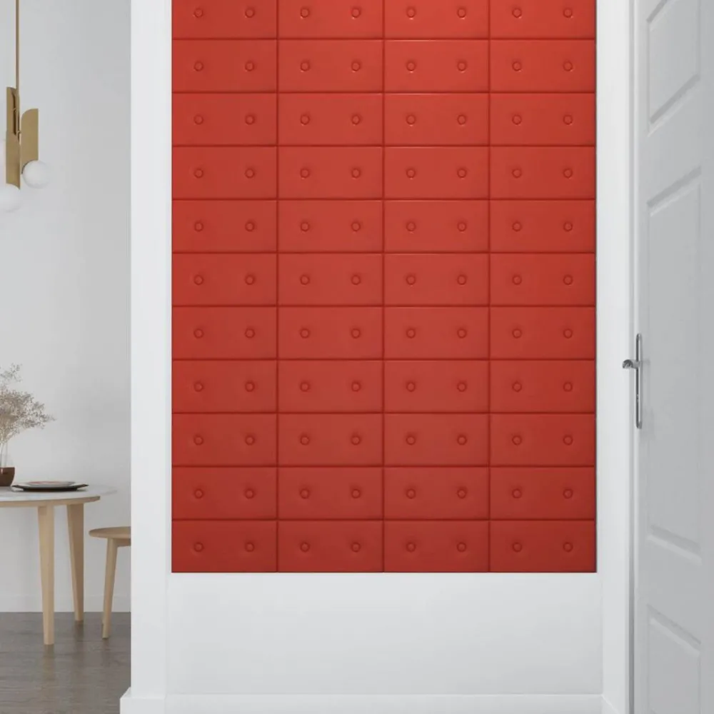 Bouwmaterialen*vidaXL Wandhoofdbord 12 pcs 30 x 15 cm Nep Leer Rood