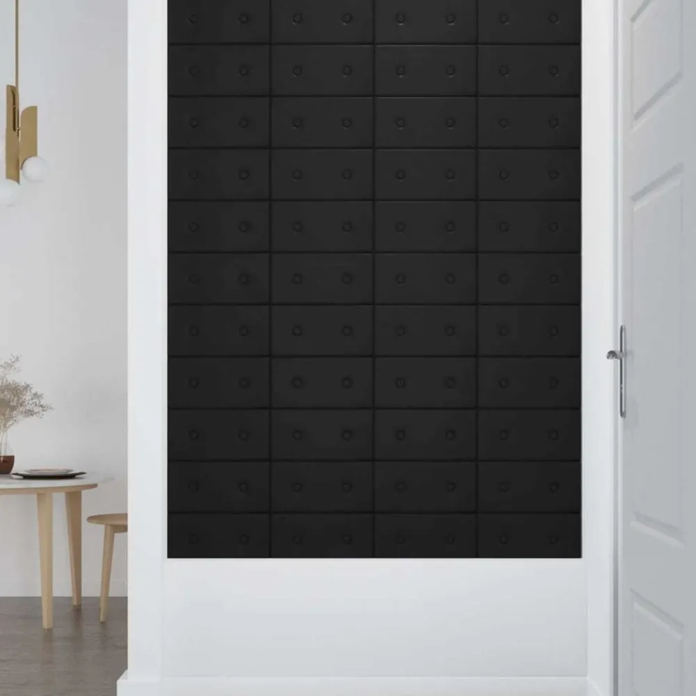 Bouwmaterialen*vidaXL Wandhoofdbord 12 pcs 30 x 15 cm Nep Leer Zwart