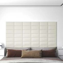 Bouwmaterialen|Bedden & Accessoires*vidaXL Wandhoofdbord 12 pcs Crème 30 x 15 cm Fluweel Cr&egrave;me