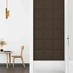 Bouwmaterialen*vidaXL Wandhoofdbord 12 pcs 30 x 30 cm Nep Leer Bruin